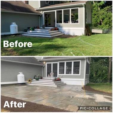 Bluestone patio installation